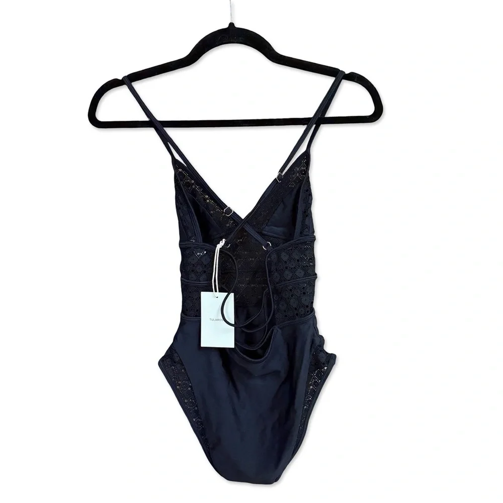 Tularosa Damaris One Piece Black Eyelet Swimsuit swimwear bathing Revolve XS